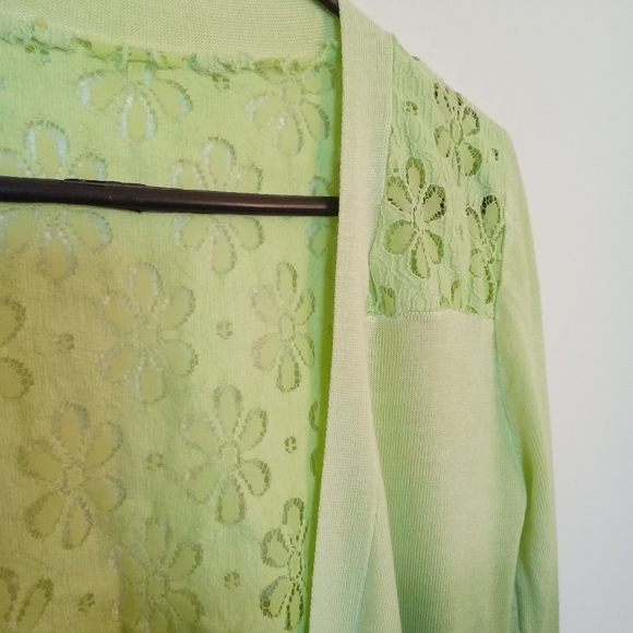 Hombre Open Waterfall Front Cardigan with Lace Back - Picture 3 of 11